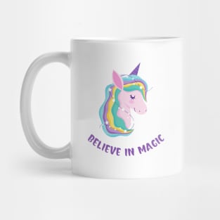 Believe In Magic Beautiful Unicorn With Stars Mug